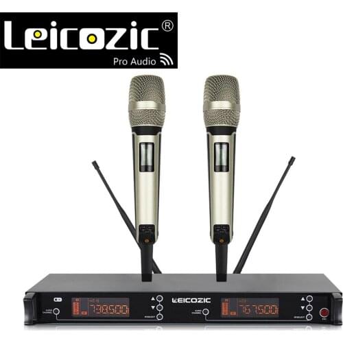 Leicozic dual channel uhf wireless microphone 615-655Mhz handheld sing mikrafon profesional microphones wireless sets stage mic