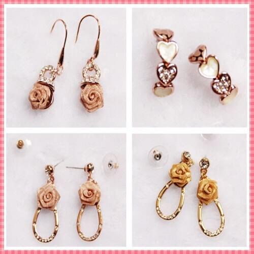 #ERJ08)Fashion Designer Earrings Women Drop Earring Rose Gold Whole Rhinestone Elegant Classic Jewelry Alloy Rose Gold Brand