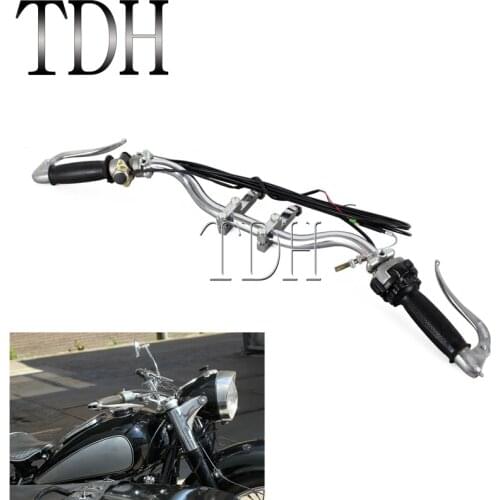 Chrome Handlebar + Throttle Grip + Brake Clutch Lever + Control Switch Wire + Mount Bracket for BMW K750 KS750 Zundapp BW40 R61