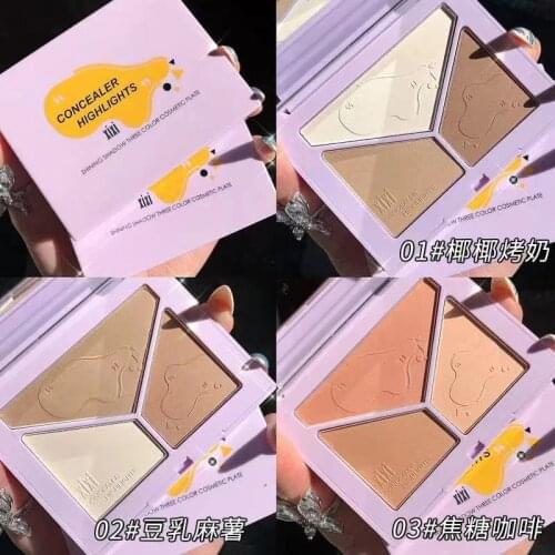 3 Color Matte Face Highlighter Palette Makeup Glow Face Contour Powder Illuminator Highlight Bronzer Palette Face Blush Cosmetic