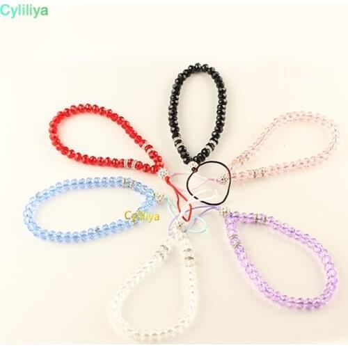 Fashion Crystal Cell Phone Hang Lanyard Artificial Mobile Phone Crystal Hang Chain Luxury Phone Charms Rope Universal Handmade
