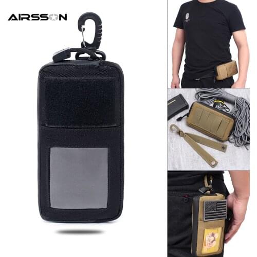 Men Wallet Card Holder Tactical Molle Waist Bag Waterproof Zipper Coin Purses Carabiner Multifunctional Pocket Hunting EDC Pouch