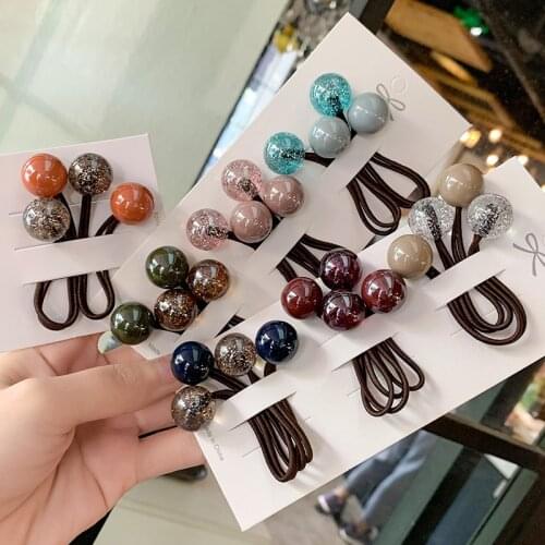 2pcs/lot New Ball Solid Contrast Princess Headwear Kids Elastic Hair Bands Children Hair Ropes Girls Accessories Baby Headdress