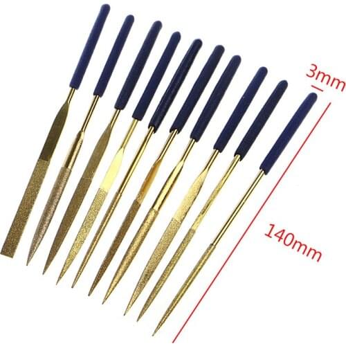 New 10Pcs Titanium Diamond Coating Needle Flat File Set Metal Working Craft Tool C5AC