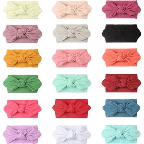 18*9 CM Soft Comfortable Nylon Hairband Solid Color Striped Bunny Ears Infant Headband Baby Headwear Hair Accessories Photo Prop