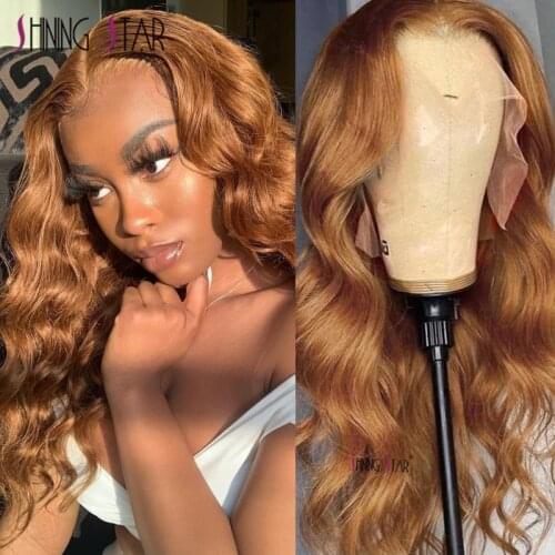 Ginger Wigs Brown Colored Human Hair Wigs For Women Body Wave Lace Front Wig Brazilian Burgundy Lace Front Human Hair Wig Remy