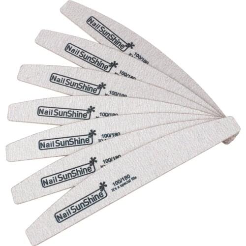 10Pcs Wooden Nail File 100/180 Nail Buffer lime a ongle professional Light Grey Boat Strong Stick UV Gel Polish Manicure Files