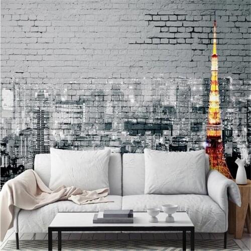 Milofi manufacturers custom wallpaper mural 3d nordic city tower brick wall background wallpaper mural
