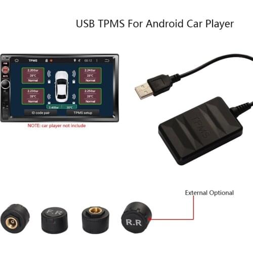 Simplicity USB Android TPMS Durable Car Tire Pressure Monitor System with 4 Internal Sensors Car Tire Pressure Monitor Systems