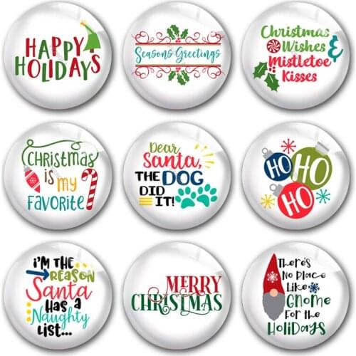 Handmade Christmas X-Mas Holiday HoHoHo Wish Round Photo Glass Cabochons Demo Flat Back DIY Jewelry Making Findings Accessory
