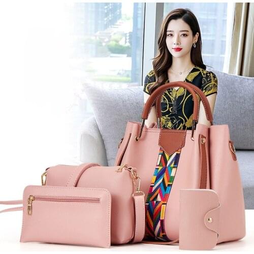 2020 New 4Pcs/Set Women Handbags Leather Shoulder Bags Female Large Capacity Casual Tote Bag Bucket Purses messenger Sac a main