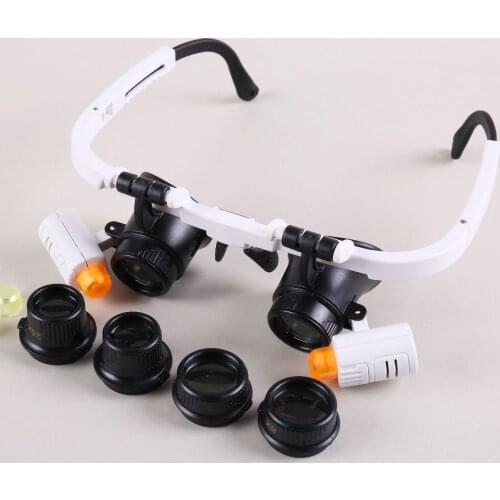 Magnifier eyewear 6X10X25X magnifying glass with led lights lamp jeweler magnifier aliexpress wholesale