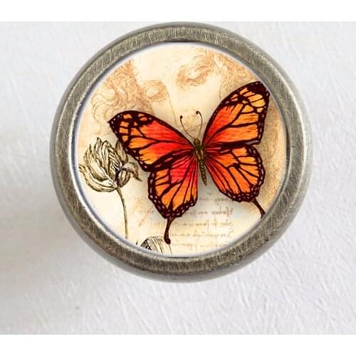 Vintage Butterfly Drawer Knobs Pulls Handles / Kitchen Cabinet Handle / Antique Bronze Dresser Drawer Knobs furniture hardware