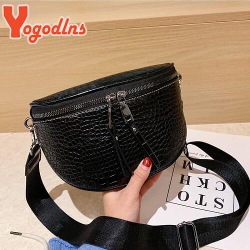 Yogodlns Fashion Crocodile Pattern Shoulder Bag Women PU leather Saddle Bag Luxury Crossbody Bag Designer Chest Handbag Pouch
