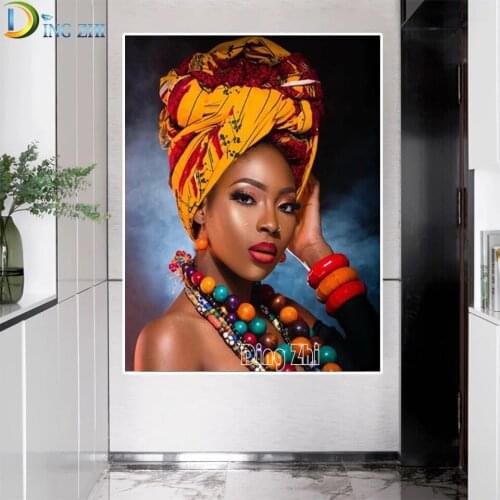 Jewelry Black Girl Diy 5D Diamond Painting Cross Stitch Full Square Drill African Woman Diamond Embroidery Mosaic Supplies Kits