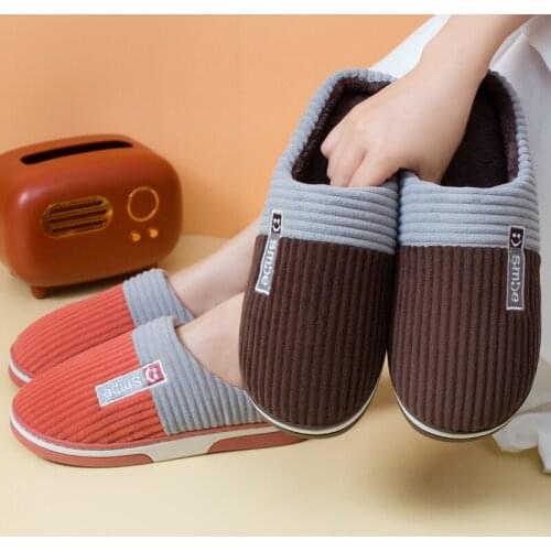 Winter 2021 Cotton Slippers Thickened Warm Suede Indoor Home Couples Creative Non-slip Soft Sole Plush Slippers