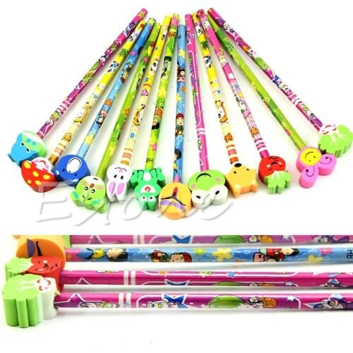 1-10X Cartoon Eraser Pencil School Party Bag Filler Kid Stocking Toy Prize Gift M5TE