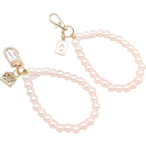 10pcs Cute Poker Bag Bag Pearl Chain Pendant Keychain Drip Alloy Keychain Diy Women Backpack Earphone Box Pendants Holiday Gifts