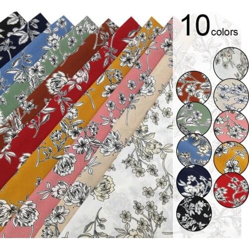 100*150cm Flower Cotton Fabric Vintage Flowers Rayon Printed Fabric For Diy Dress Shirts Apparel Upholstery Pajamas