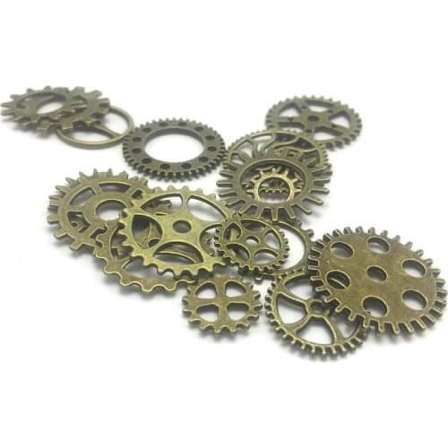 32pcs Retro Antique Bronze Punk Mechanical Gear Creative Decorative DIY Steam Gears Jewelry Accessories Home Decoration Parts