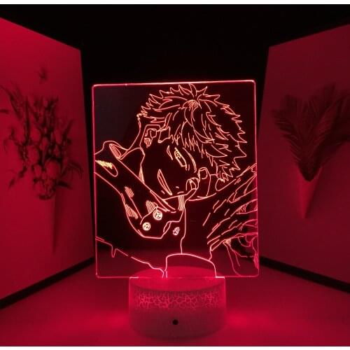 Anime Jujutsu Kaisen Yuji Itadori 3d LED Night Light Lamp for Bedroom Decor Birthday Gift Light Manga Gadget Table Lamp Dropship