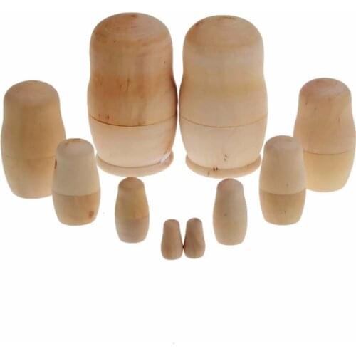 5pcs/set Unpainted DIY Blank Wooden Embryos Russian Nesting Dolls Matryoshka Toy