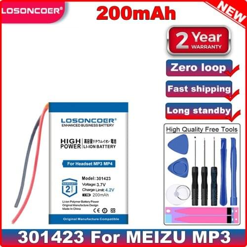 200mAh 3.7V polymer lithium Good Quality Battery 301423 For MEIZU MP3 Bluetooth headset general rechargeable toys DIY