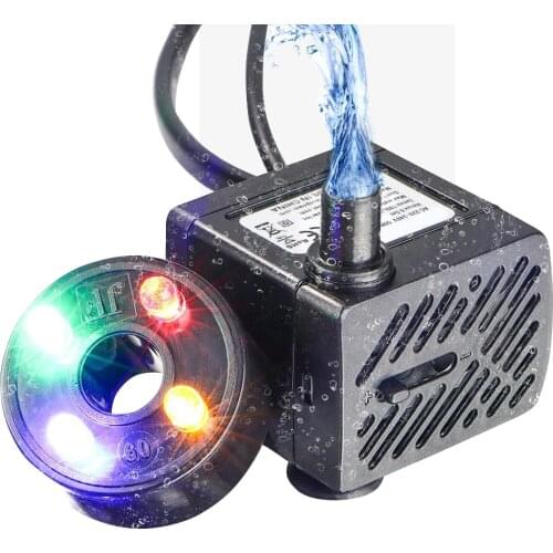 Fish Tank Water Pumps Water Aquarium Fountain Pump with 4 LED Light Super Silent Small Submersible Slient Large Flow Water Pump