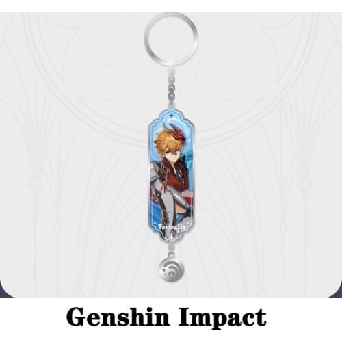 Anime Accessories Venti Cosplay Pendant Game Genshin Impact Tartaglia Metal Epoxy Keychain Project Jewelry Halloween Kids Gift
