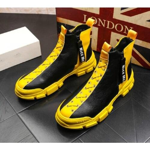 Martin shoes men warm leather fashion men high top shoes Korean version trend youth casual men shoe cowboy safty shoes