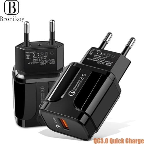 Quick Charger 3.0 USB Mobile Phone USB Charger 18W EU Plug Wall Charger Adapter QC3.0 For iPhone Samsung Huawei Xiaomi