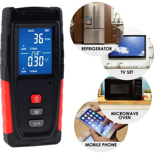 Digital Colored EMF Tester Magnetic Field & Electric Radiation Detector LCD Screen w/ Rechargeable Battery