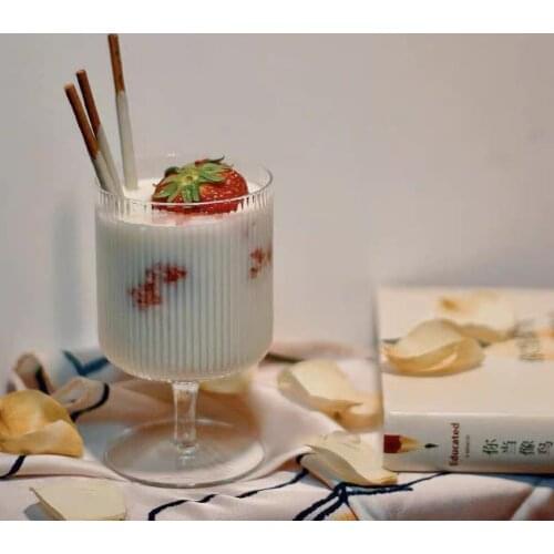 Dessert cup Vertical stripe ice cream cup high beauty juice cups drink cups yogurt pudding cup ice cream glass SN3592