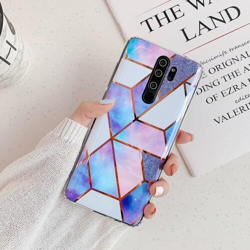 For Xiaomi Redmi 8 8A Note 8 7 Pro 6 5 Pro Case Plating Grid Marble IMD Soft Shockproof Back Cover for Redmi Note8 Pro Funda
