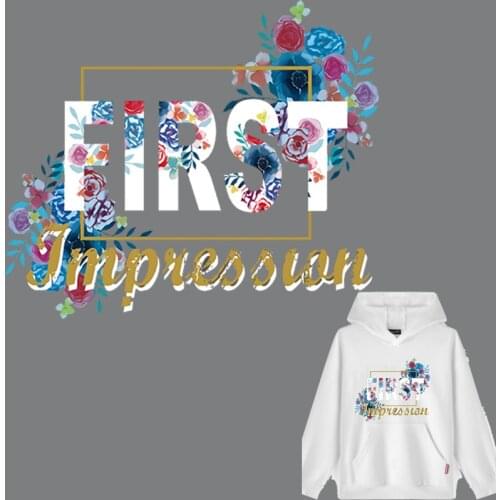 Flower letter first heat thermo vinyl transfer Iron on transfer for clothing iron on patches on clothes for women diy accessory