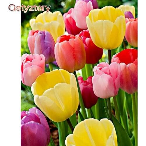 GATYZTORY Picture Flower Colorful DIY Painting By Numbers Kits Acrylic Picture Modern Wall Art Hand Painted For Home Decor