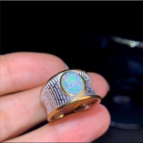 PROCOGEM Brilliance Natural Opal Rings for Women Party Engagement Gifts 1.1Ct Real Gemstones 925 Sterling silver #686