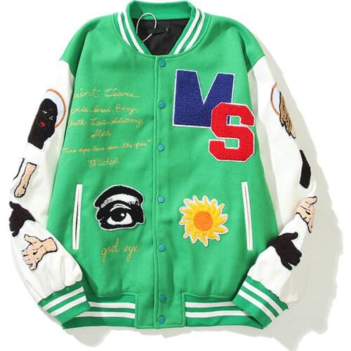 High Street Varsity Jacket Men Towel Embroidery Graffiti Baseball Jackets Women Vintage Oversized Thick Outwear Autumn Winter