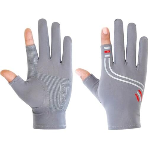 Summer Ice Silk Sunscreen Gloves Riding Anti-Slip Breathable Thin Full-Finger Unisex Anti-Uv Fishing Gloves