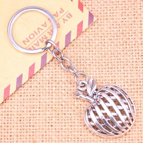20pcs New Fashion Keychain 38*29 mm hollow apple Pendants DIY Men Jewelry Car Key Chain Ring Holder Souvenir For Gift