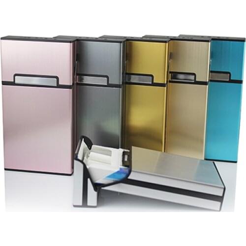 New Ultra Thin Fashion Pipe Creative Personality Cigaret Case Slim Metal Cigarette Box Aluminum Women Gift Box Cigarette Holder