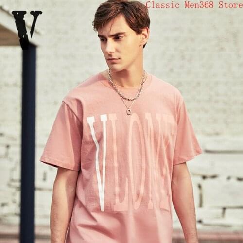 New VLONE short-sleeved male pink big V loose hip-hop summer cotton couple T-shirt female trend
