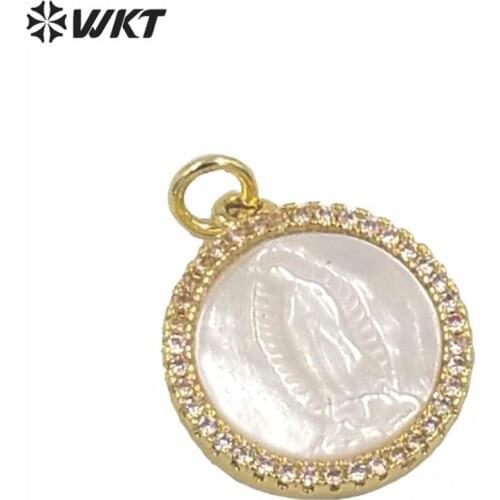 WT-MP163 Wholesale small charming gold electroplated metal jesus christ pendant 17mm tiny hot single loop gold charm pendant