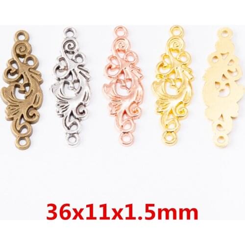 20pcs Charms Double hanging flower connector Pendant Bright Zinc Alloy Fit Bracelet Necklace DIY Metal Jewelry Findings 6424