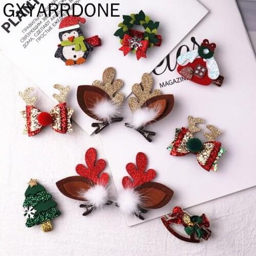 Baby Hair Clips Haarband Bows Baby Girl Hair Accessories Headband Girls Christmas Tree Santa Claus Barrettes Elastic Hair Band