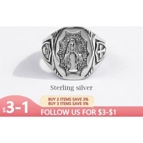 Season Gate 925 Sterling Silver Personality Punk Retro Figure Statue Adjustable Size Open Ring SR125