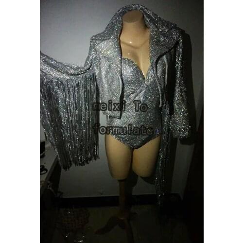 The top luxury sparkling water drill string and the tassel water drill jacket nightclub concert singer dancer