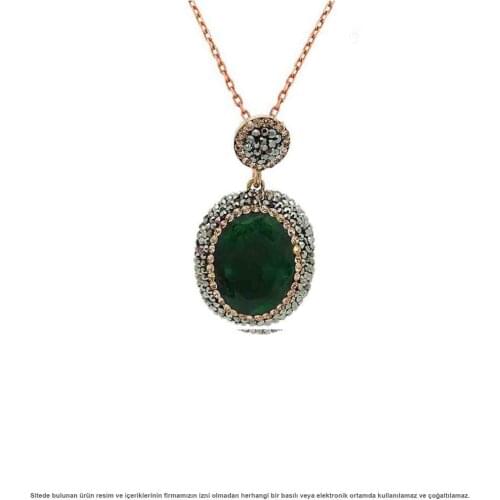 Silver Swarovski Emerald Natural Stone Necklace