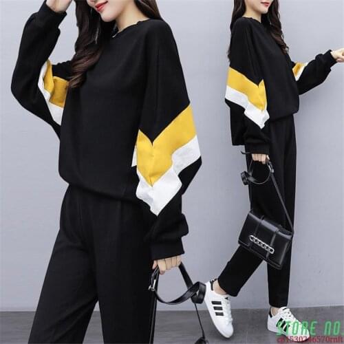 Tracksuit For Women 2020 Spring Autumn Large Size Crop Tops+ Pants Suit Female Casual Plus Size Fashion Two Piece Sets M-5XL