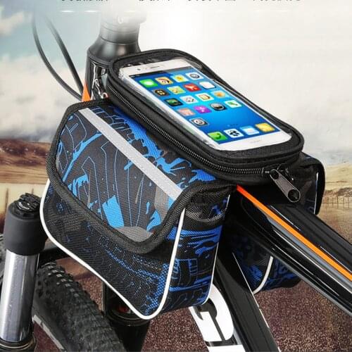 6.2'' Touch Screen Mountain Bicycle Bag Waterproof Bike Tube Saddle Frame Pouch Cycling Bag Mobile Phone Clip Bag